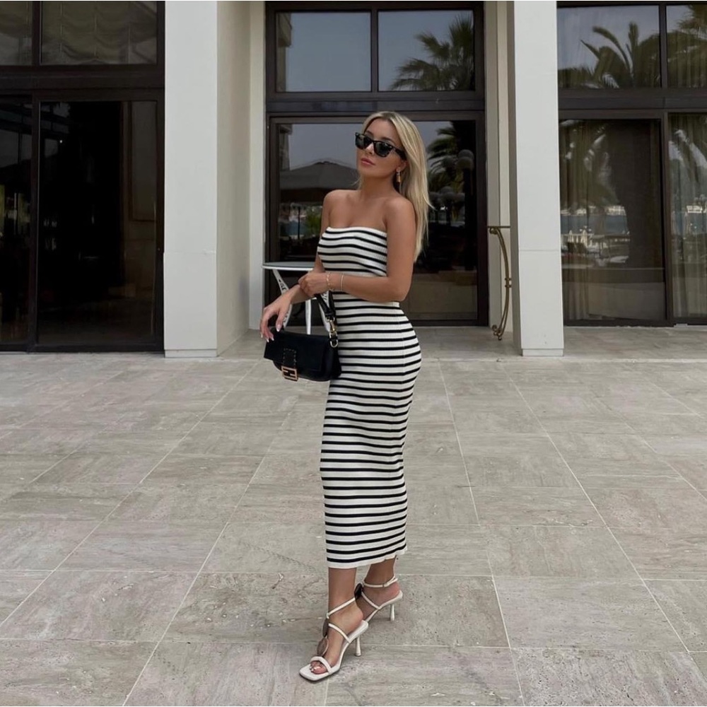 Zara KNIT TUBE DRESS STRIPED